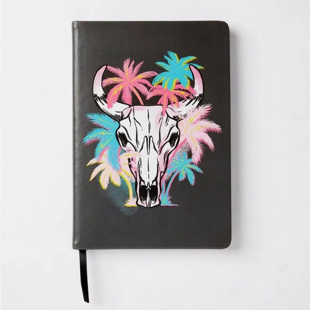 ❤NOTEBOOK / JOURNAL / DIARY- STEER & PALMS WESTERN DESERT COWBOY - FAUX LEATHER
